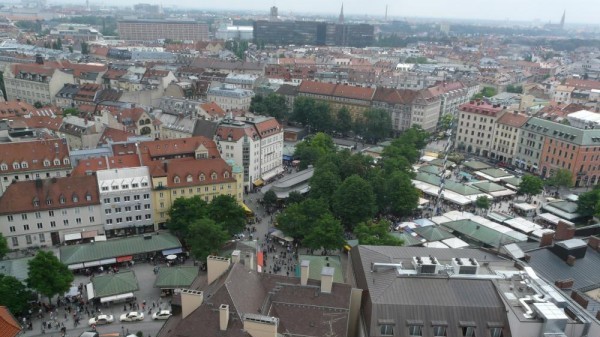 Ausblick vom Alten Peter auf den Viktualienmarkt