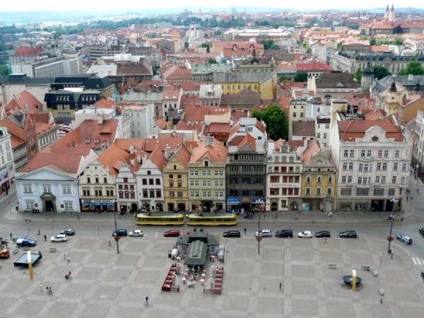 Blick auf das Rathaus Pilsen in Böhmen/Tschechien